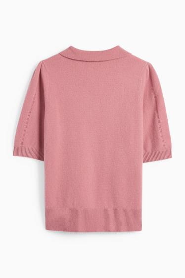 Damen - Kaschmir-Strickpullover - kurzarm - pink