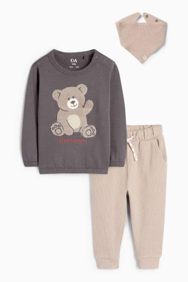 Miminka - chlapci - Motiv medvídka - outfit pro miminka - 3dílný - béžová/hnědá