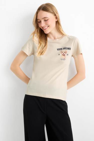 Dames - T-shirt - oversized - licht beige