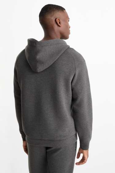 Heren - Sportvest met capuchon - donkergrijs-mélange