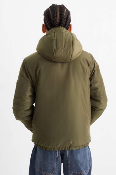 Kinder Jungen - Bomberjacke mit Kapuze - grün
