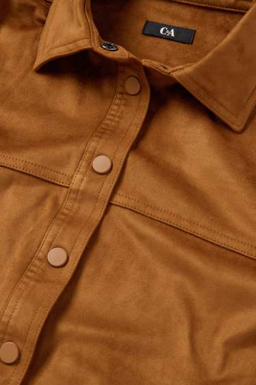 Donna - Shacket - similpelle scamosciata - marrone