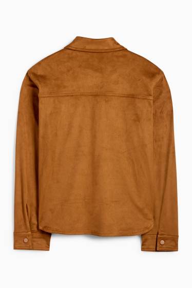 Donna - Shacket - similpelle scamosciata - marrone