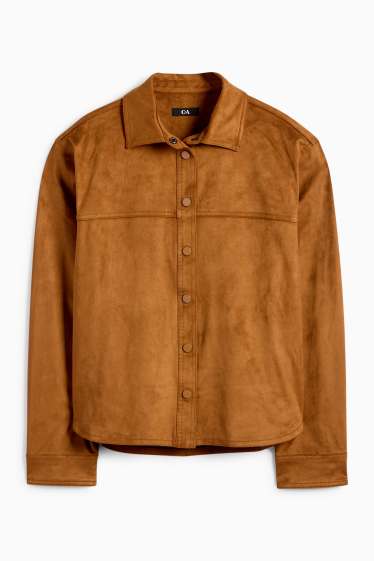 Donna - Shacket - similpelle scamosciata - marrone