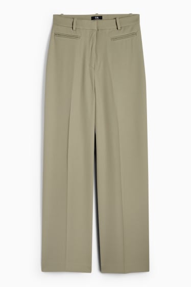 Femmes - Pantalon de bureau - high waist - relaxed fit - kaki