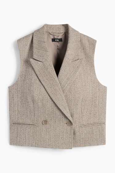Damen - Business-Weste - Regular Fit - strukturiert - grau-melange