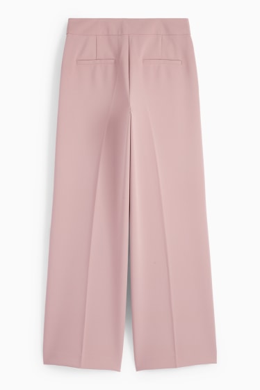 Dámské - Business kalhoty - high waist - wide leg - růžová