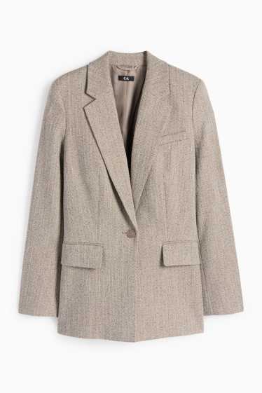 Damen - Longblazer - Regular Fit - strukturiert - grau-melange