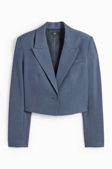 Dames - Korte blazer - regular fit - met structuur - donkerblauw