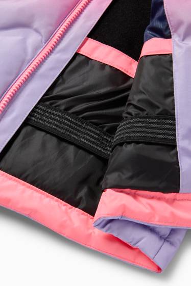 Children Girls - Ski jacket with hood - water-repellent - patterned - rose