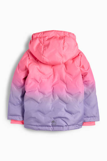 Children Girls - Ski jacket with hood - water-repellent - patterned - rose