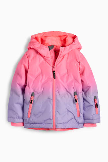 Children Girls - Ski jacket with hood - water-repellent - patterned - rose