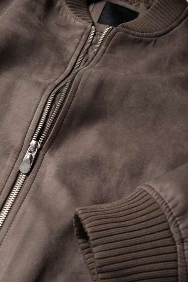 Herren - Bomberjacke - Velourslederimitat - taupe