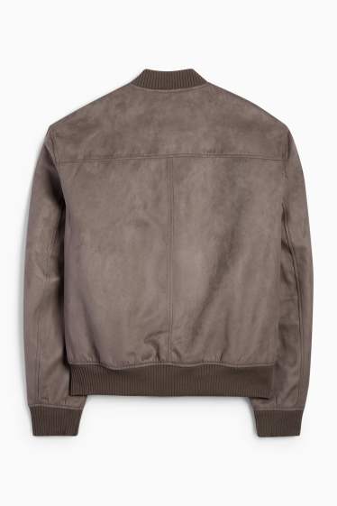 Herren - Bomberjacke - Velourslederimitat - taupe