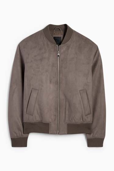 Herren - Bomberjacke - Velourslederimitat - taupe