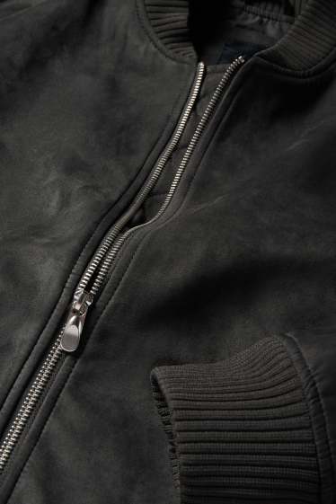 Herren - Bomberjacke - Velourslederimitat - dunkelgrau