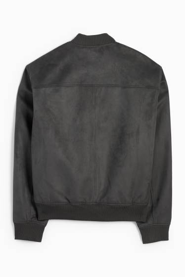 Herren - Bomberjacke - Velourslederimitat - dunkelgrau