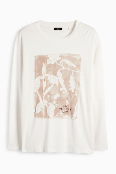 Femei - Tricou cu mânecă lungă - alb