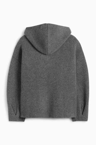 Women - Cardigan with hood - dark gray