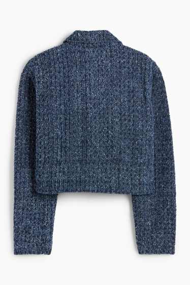 Damen - Bouclé-Jeansjacke - dunkelblau