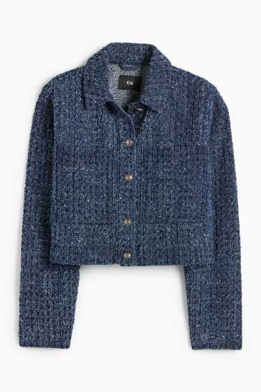 Damen - Bouclé-Jeansjacke - dunkelblau