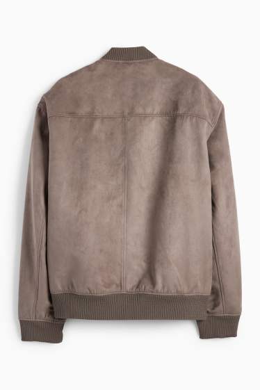 Hommes - Blouson aviateur - faux suède - taupe