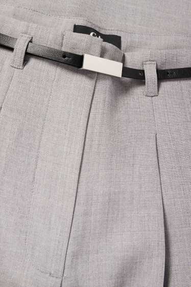Femmes - Pantalon en toile avec ceinture - high waist - wide leg - gris clair