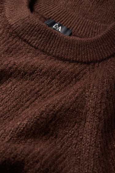 Damen - Strickkleid - gerippt - dunkelbraun