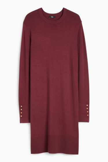 Femei - Rochie din tricot - bordo