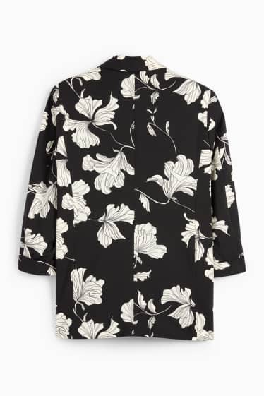 Damen - Business-Blazer - Relaxed Fit - geblümt - schwarz / weiß