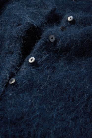 Femei - Cardigan tricotat - amestec de alpaca - albastru închis