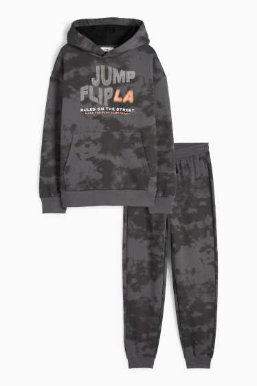 Nen - Conjunt - dessuadora amb caputxa i pantalons de xandall - 2 peces - amb motiu - gris fosc