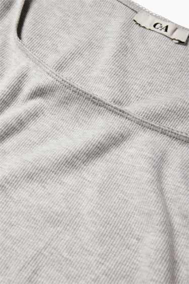 Women - Long sleeve top - ribbed - light gray-melange