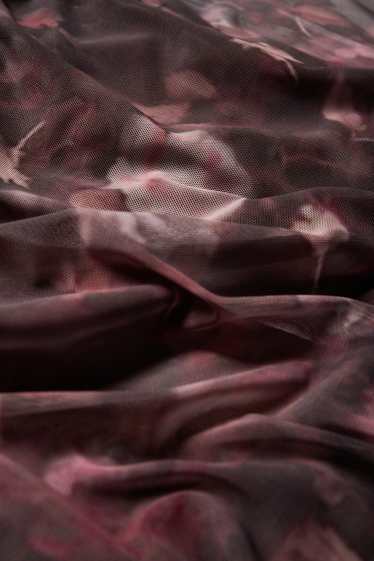 Damen - Mesh-Kleid - geblümt - dunkelbraun