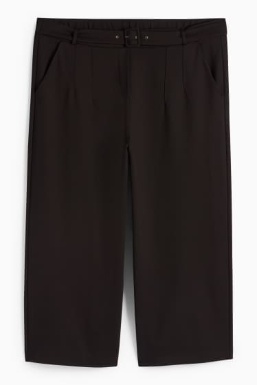 Damen - Jersey-Hose - High Waist - Wide Leg - schwarz