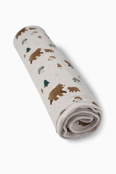 Miminka - dívky - Motivy medvídků a ježků - deka pro miminka - 100 x 80 cm - světle béžová