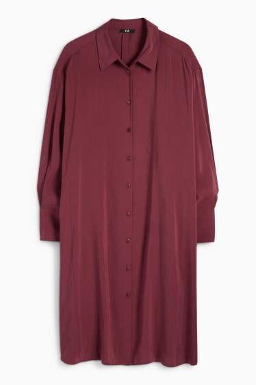 Damen - Blusenkleid - bordeaux