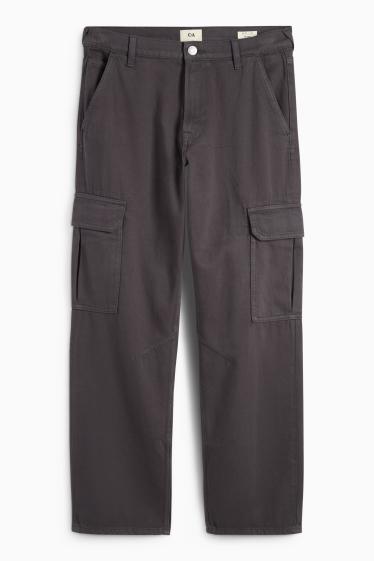 Hommes - Pantalon cargo - relaxed fit - gris foncé