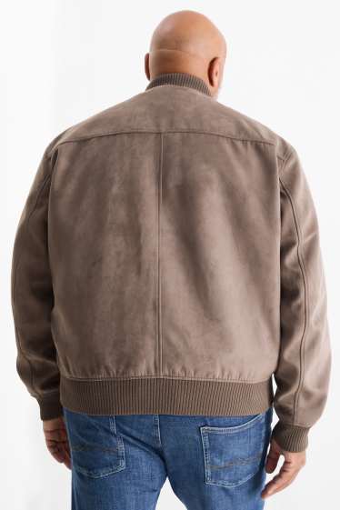 Hommes - Blouson aviateur - faux suède - taupe