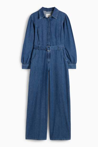 Femmes - Combinaison en jean avec ceinture - jean bleu