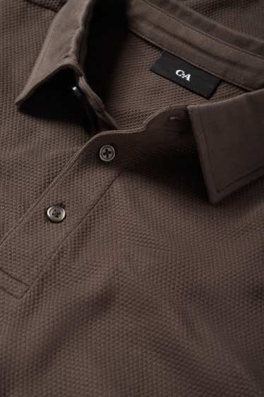 Bărbați - Tricou polo - regular fit - structurat - maro închis