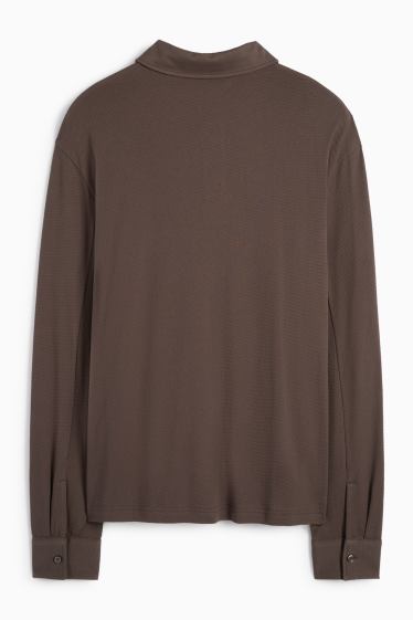 Bărbați - Tricou polo - regular fit - structurat - maro închis
