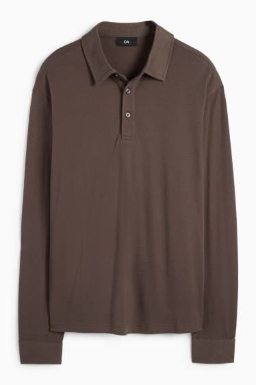 Bărbați - Tricou polo - regular fit - structurat - maro închis