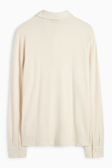 Heren - Poloshirt - regular fit - met structuur - licht beige