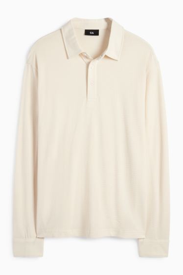 Heren - Poloshirt - regular fit - met structuur - licht beige