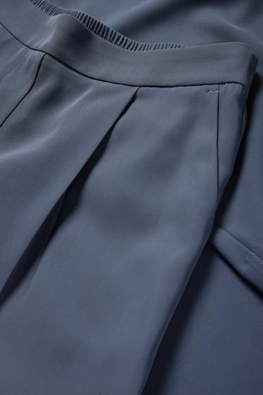 Femei - Pantaloni de stofă - talie medie - straight fit - gri închis