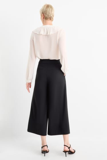Femei - Pantaloni culotte - talie medie - relaxed fit - negru