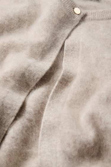 Damen - Kaschmir-Strickjacke - hellbeige
