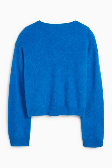 Damen - Kaschmir-Strickjacke - blau