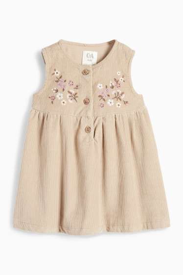 Baby: meisjes - Bloemetjes - baby-outfit - 2-delig - beige